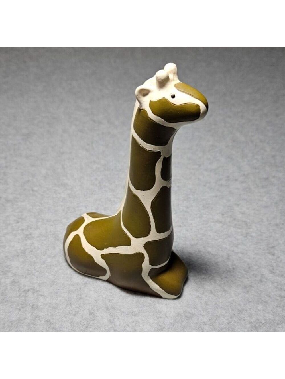 Vintage Giftcraft Giraffe Figurine Retro Ceramic Animal Decor Olive Green
